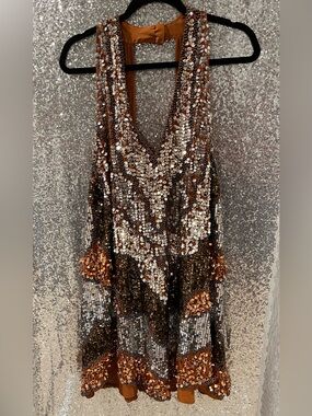 ASOS Copper and Silver Sequin Backless Mini Dress